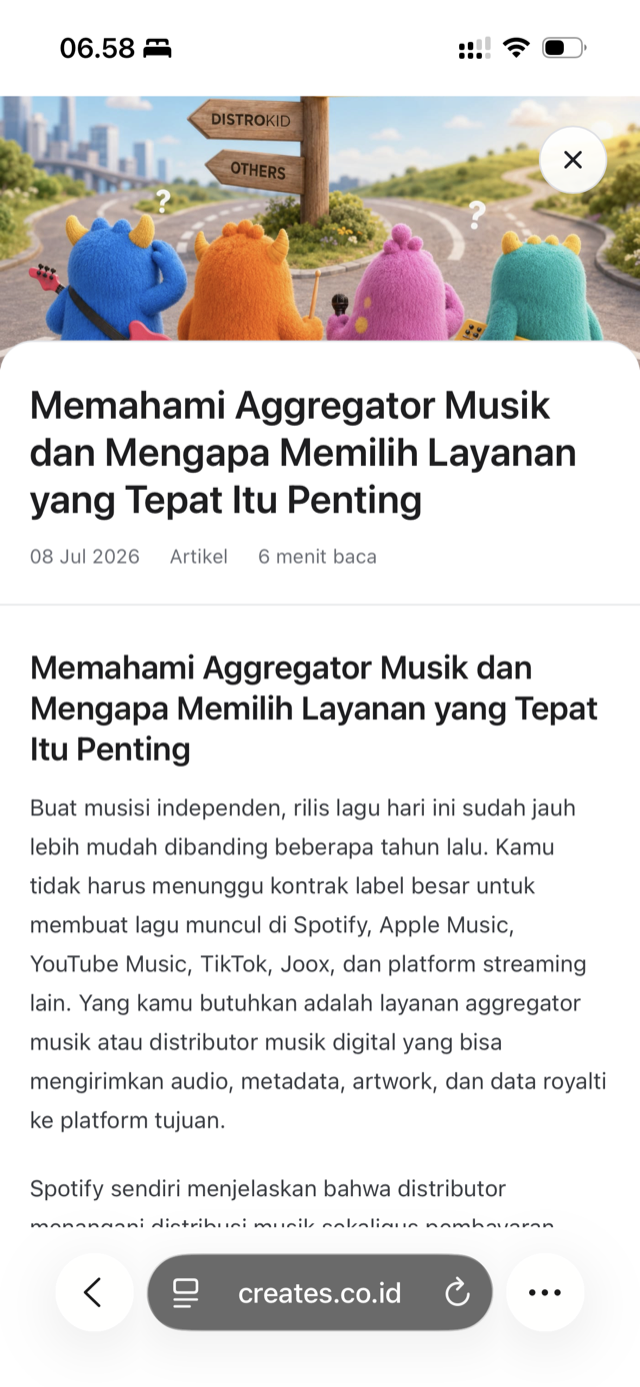 Artikel Musik di platform Creates